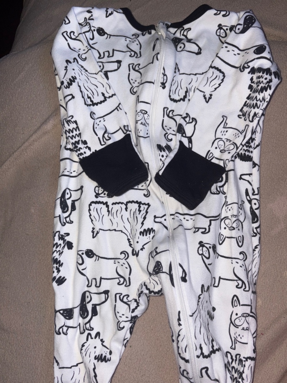 wonder nation Black & White Dog Print Footie One-Piece